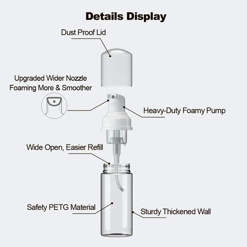 MKLZ 6 Pcs Empty Foam Pump Bottle 1oz/30ml Travel Size Plastic Pump Bottle Soap Bottle Portable Small Hand Sanitizer Dispenser Bottles, Refillable Clear Instant Foaming Bottles for Hand Lotion Shampoo - Image 3